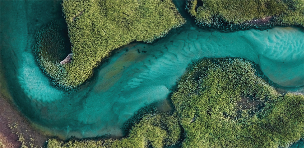 Aerial photo of a river