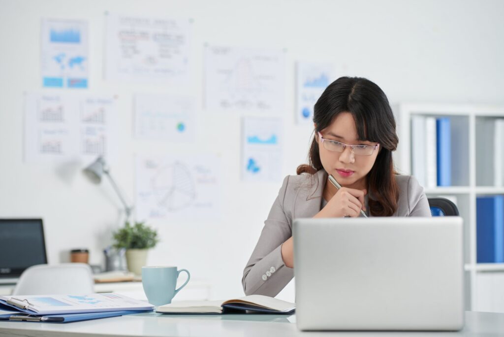 Young woman using laptop