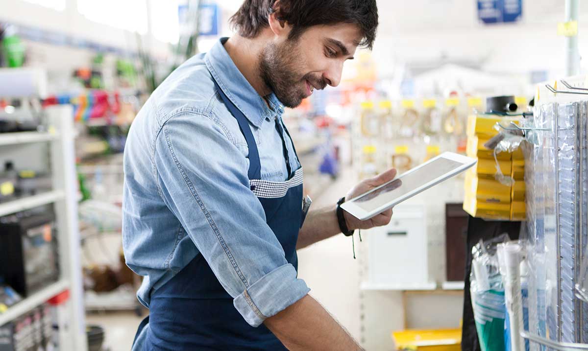Retail employee with tablet