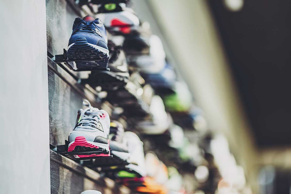 Foot Locker shoe wall