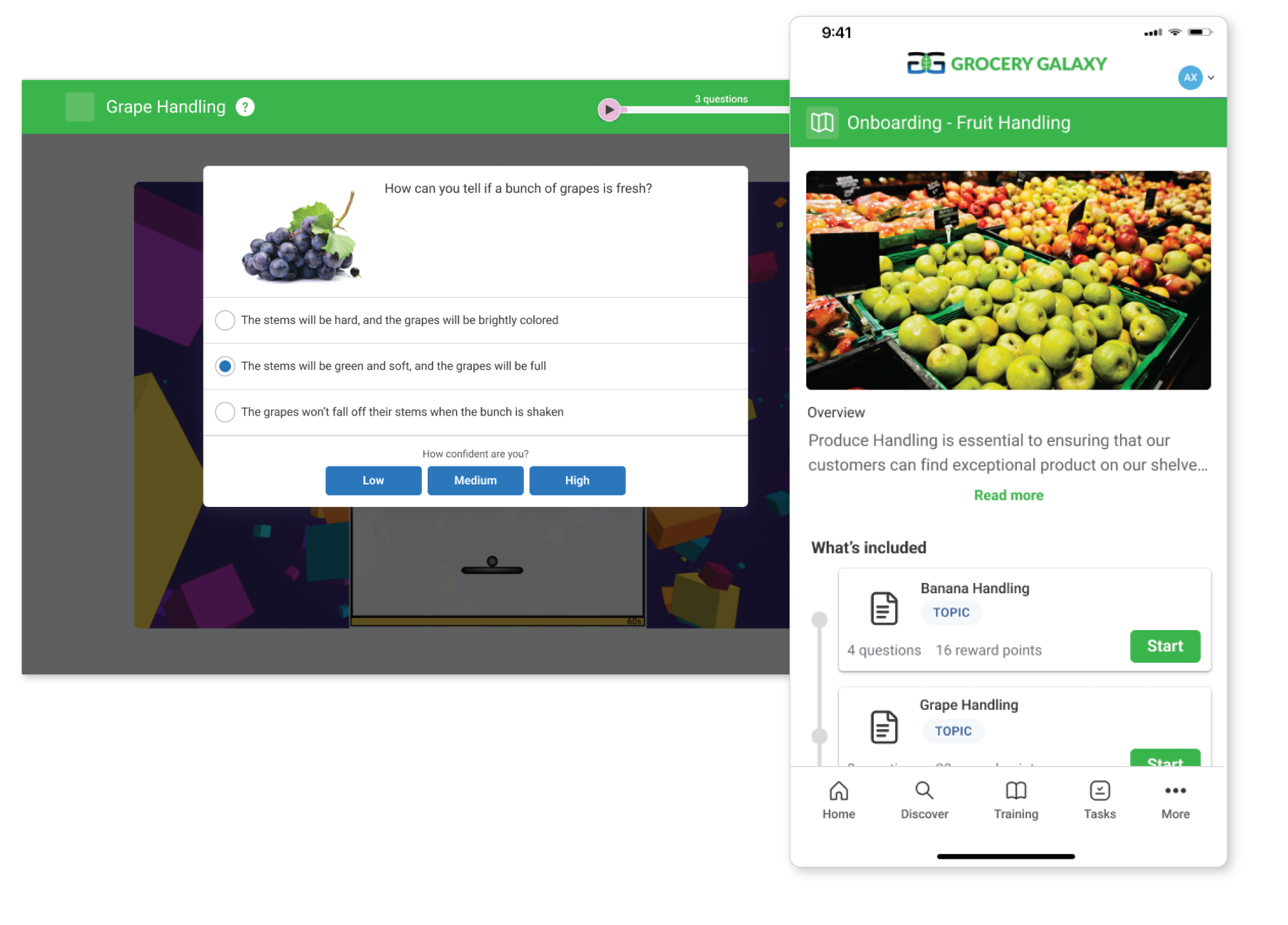 Screenshot of onboarding for grocery associates with Axonify