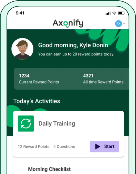 Screenshot of daily training on Axonify