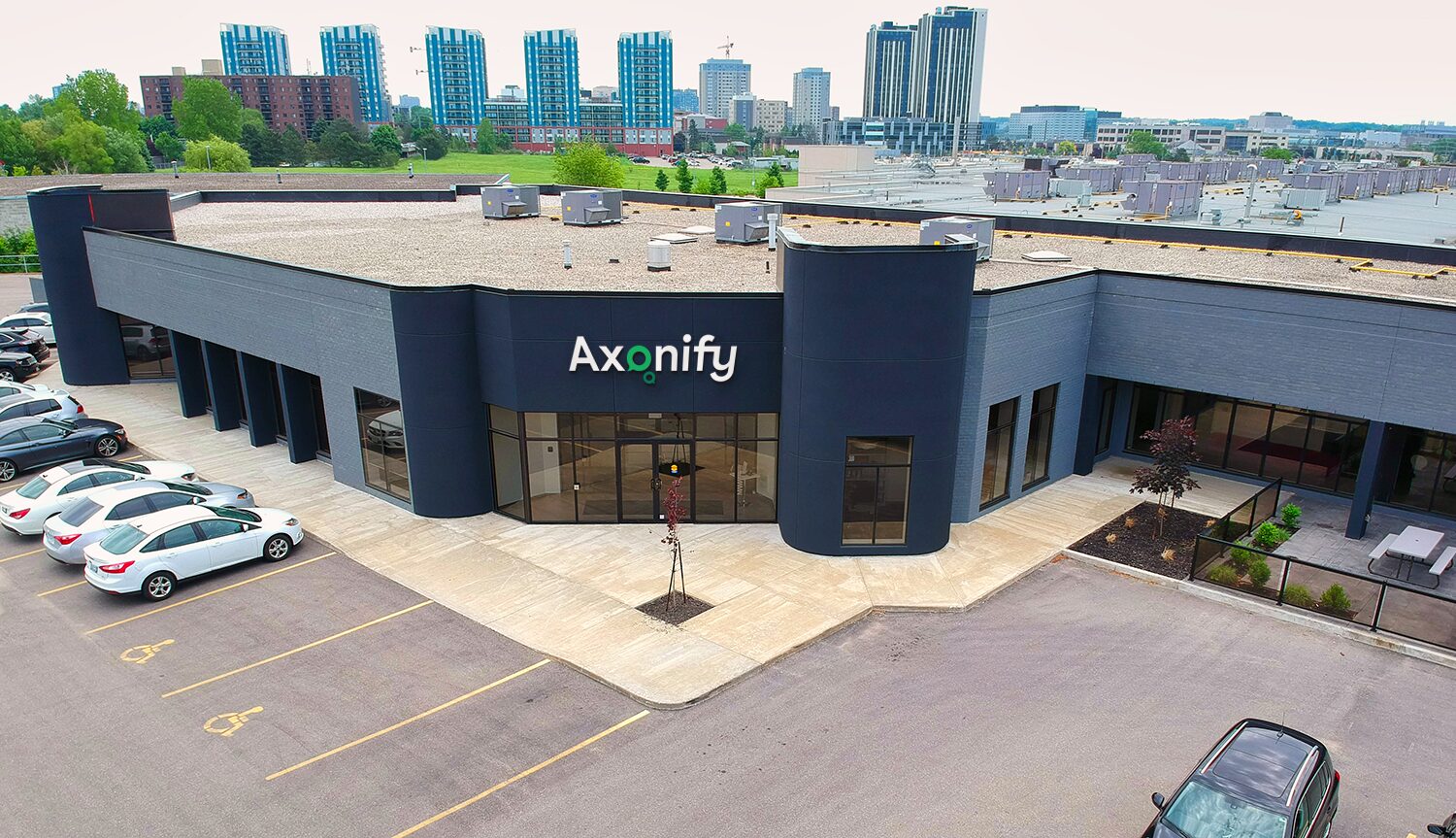 Aerial photo of Axonify's headquarters in Waterloo, Canada