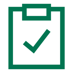 Icon of a checkmark on a clipboard