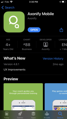 Screenshot of Axonify app on an app store