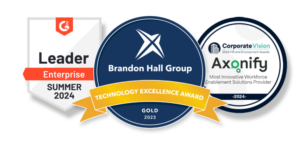 G2 Leader Enterprise Summer 2024, Brandon Hall Technology Excellence Gold 2023, Corporate Vision Most Innovative Workforce Enablement Solutions Provider 2024