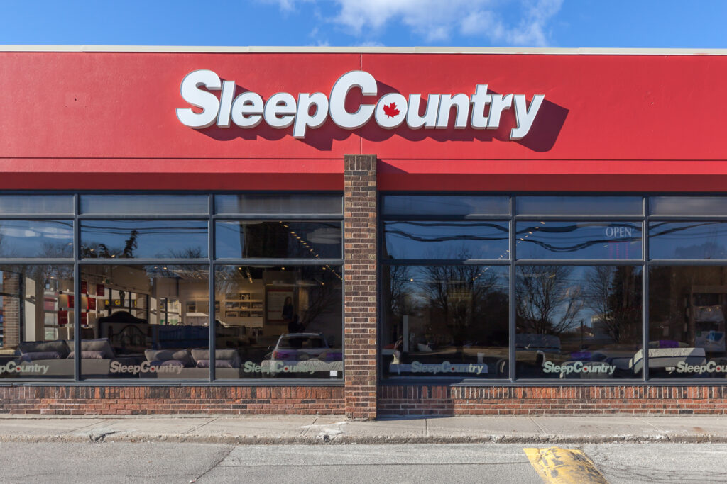 Sleep Country Canada Store Front In Toronto.