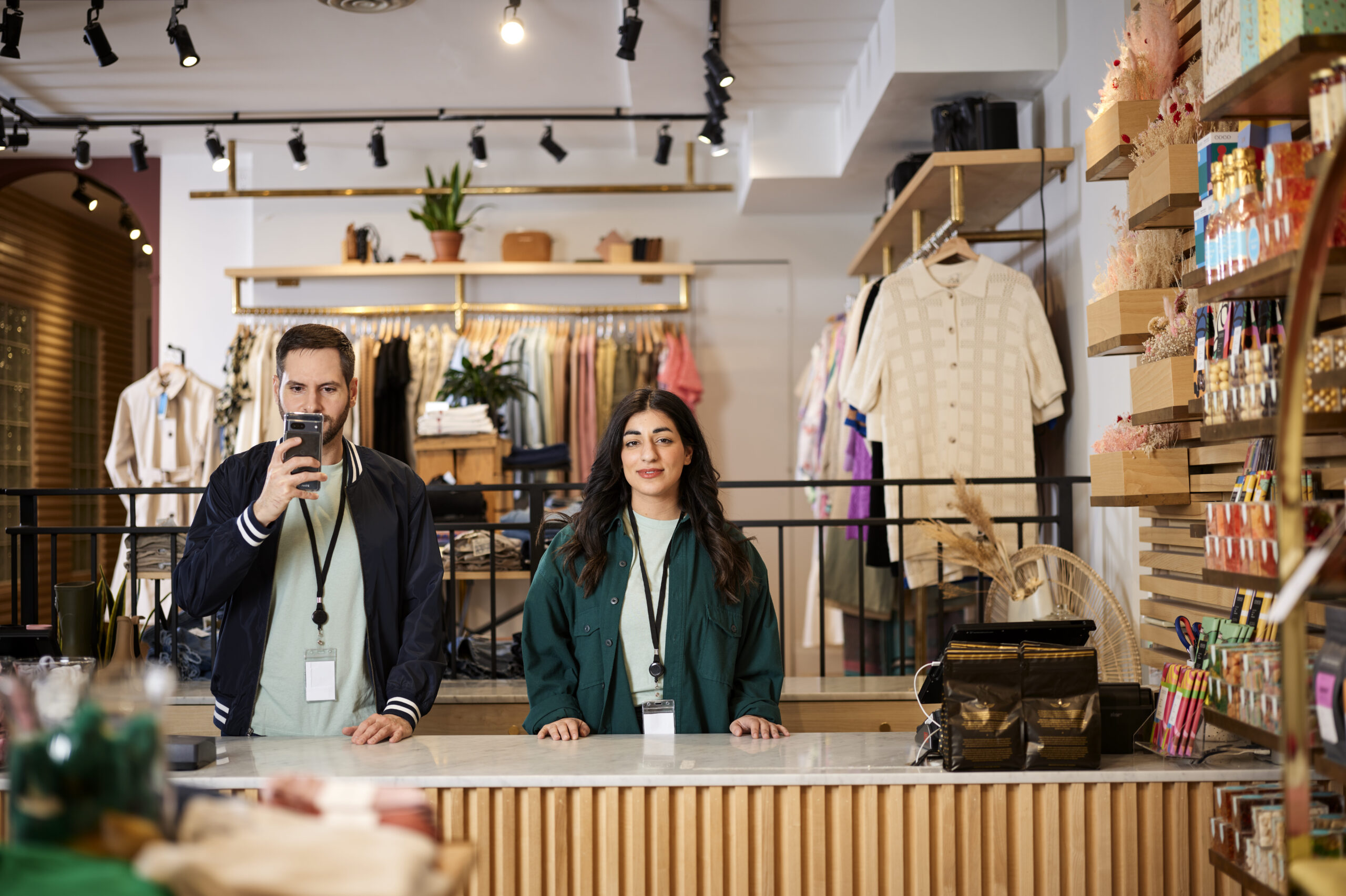 Retail Employees working In Clothing Store