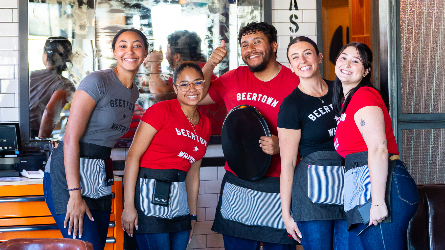 Restaurant employees standing together