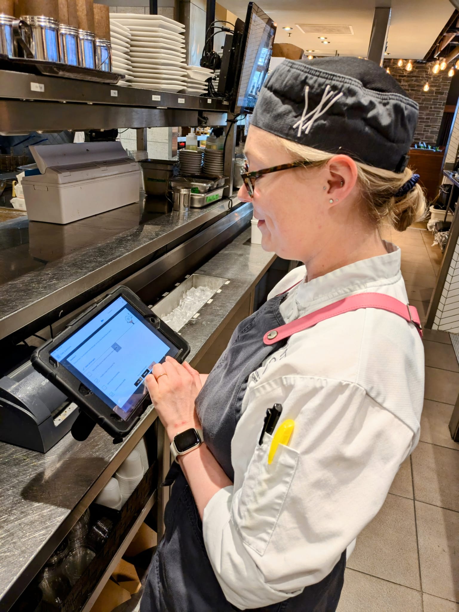 Restaurant chef using iPad