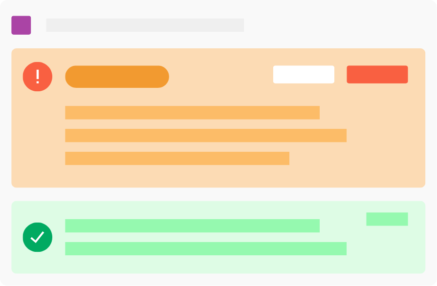Screenshot of automated actions dashboard