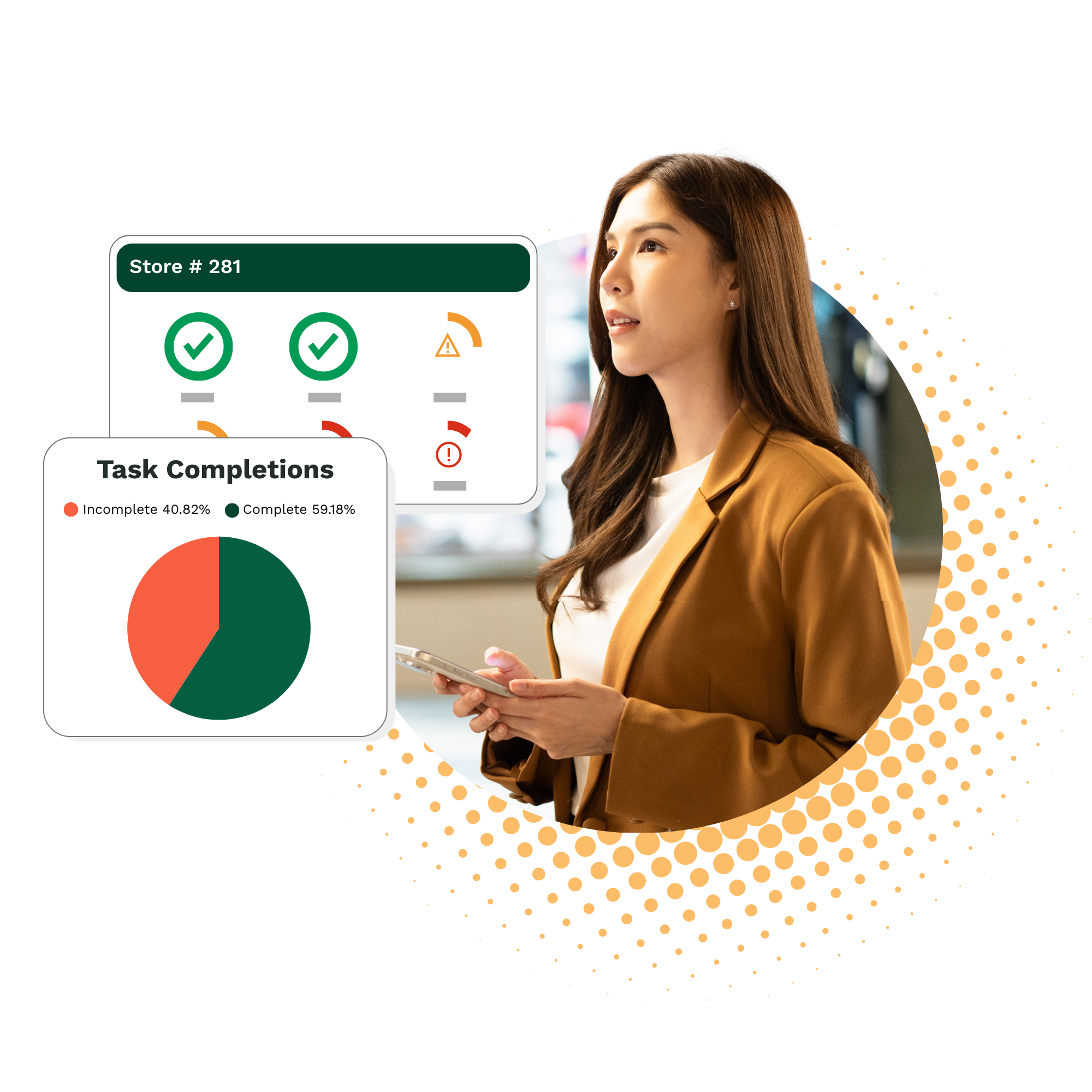 Axonify manager dashboard with a close-up of task completion metrics