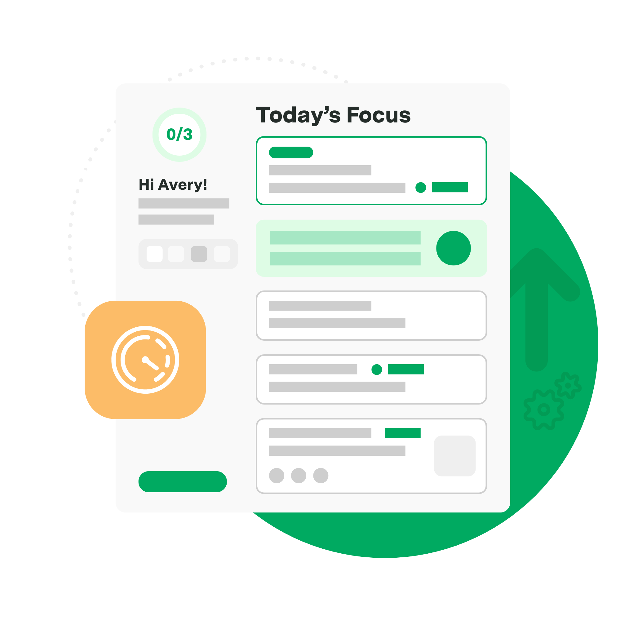 Illustration of Today's Focus screen for employees in Axonify