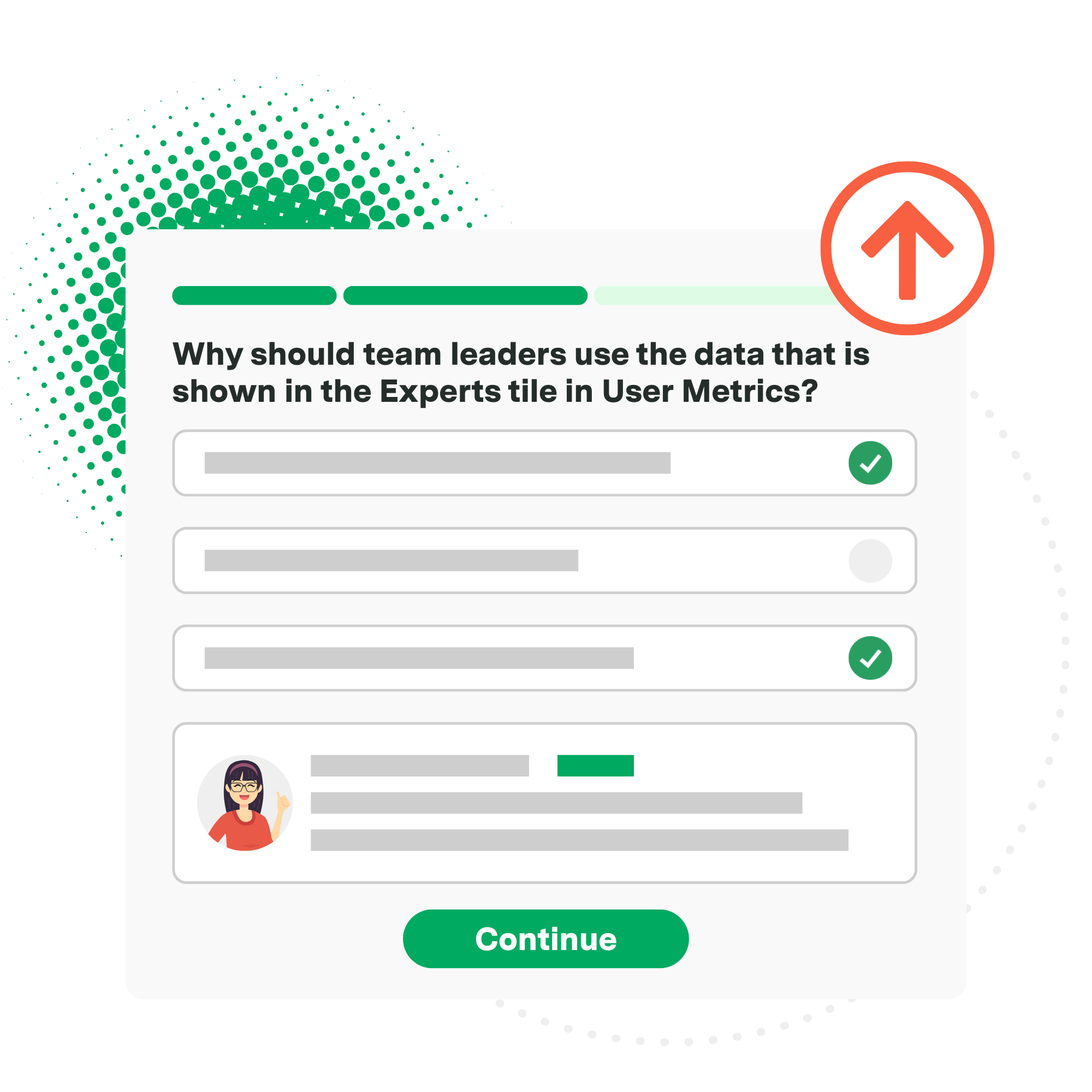 Illustration showing a reinforcement question in Axonify