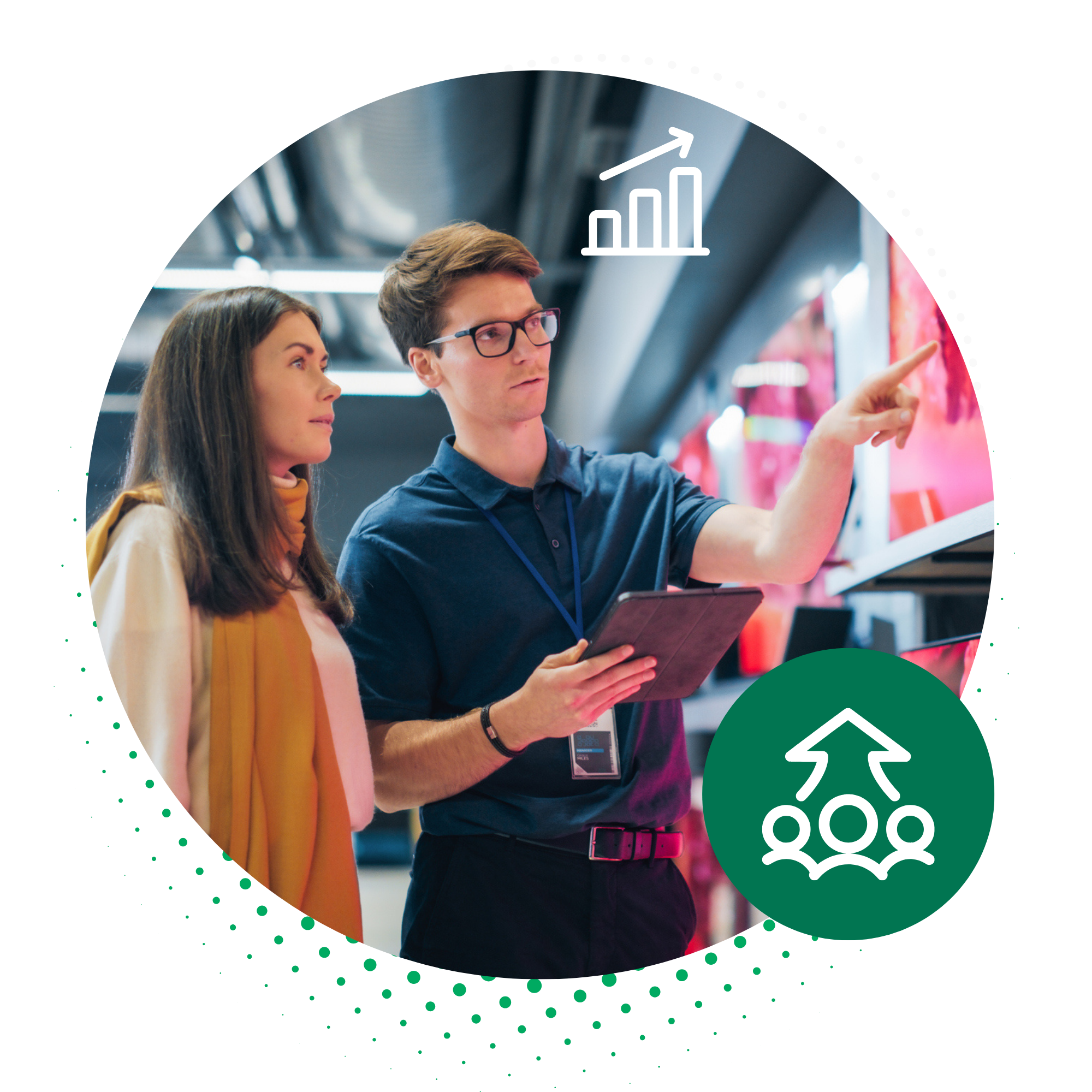 Frontline worker speaking with a customer