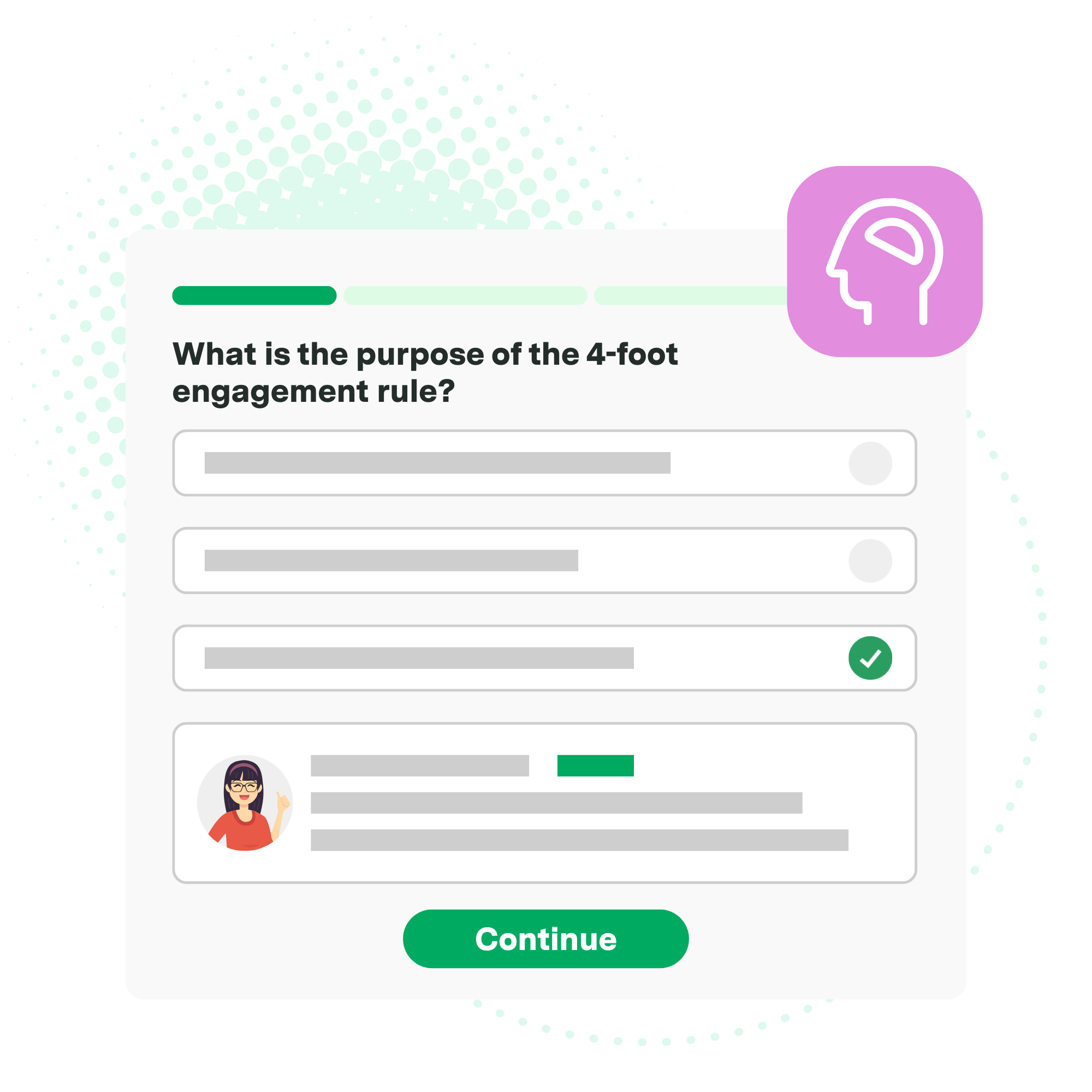 Illustration of reinforcement questions in Axonify