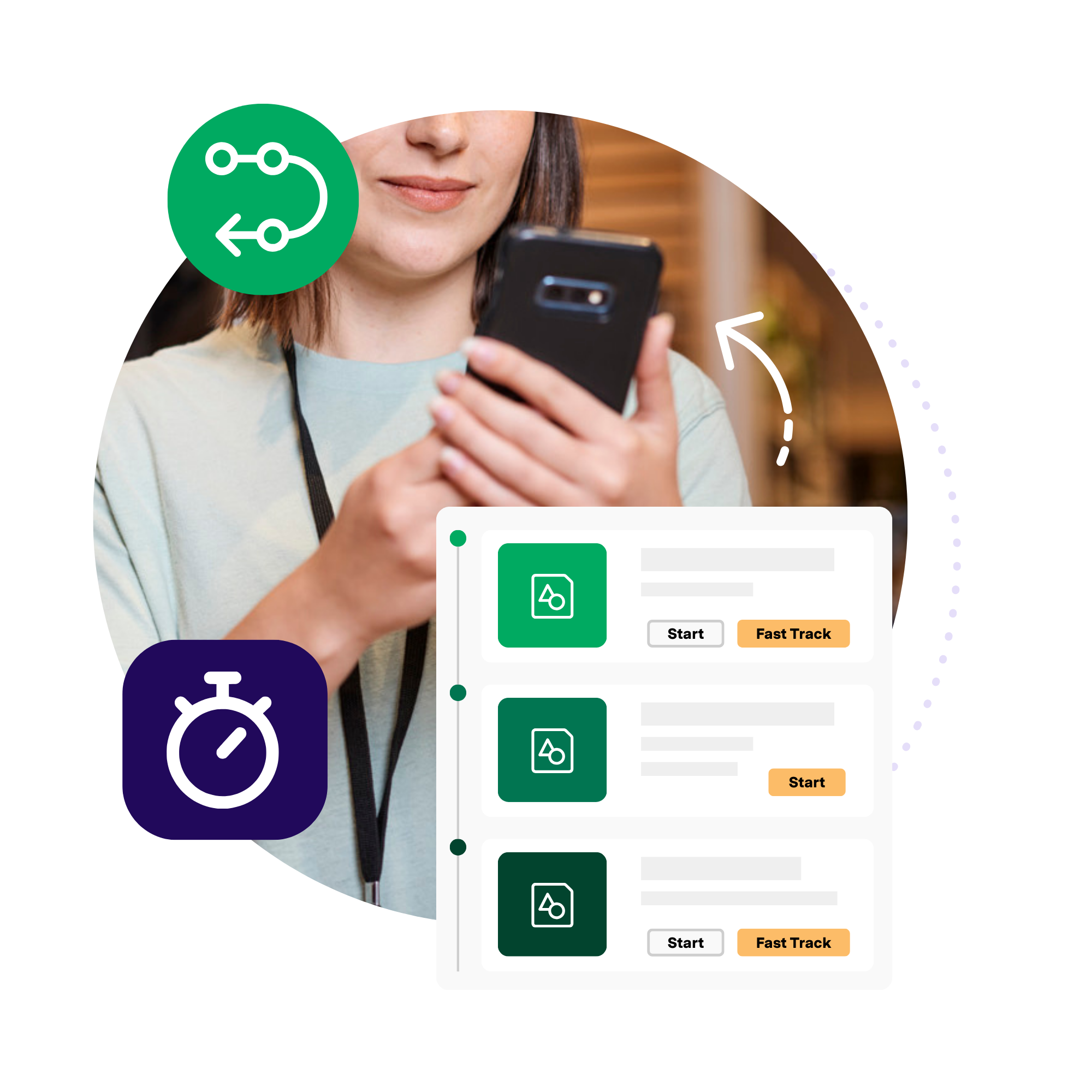 Illustration of Axonify's Fast Track feature