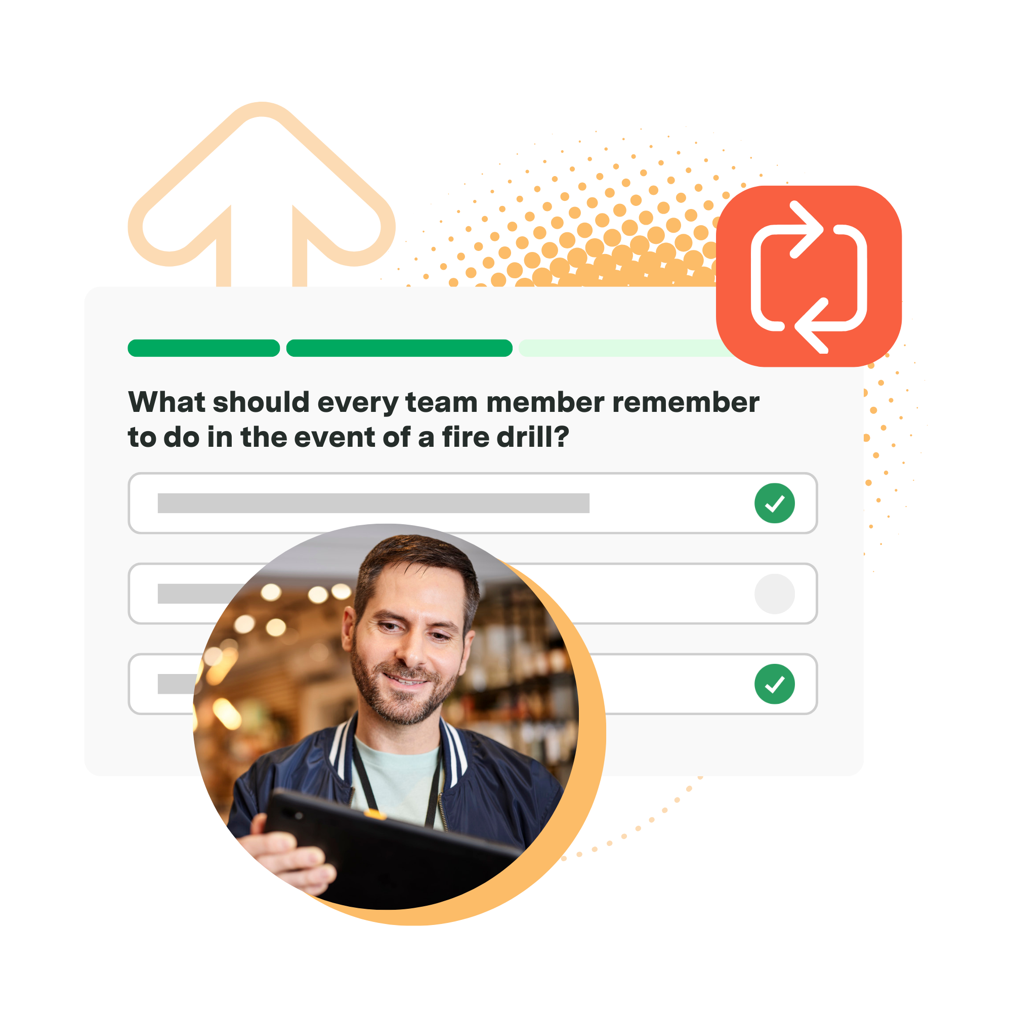 Illustration of a reinforcement question in Axonify