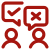 Icon depicting team members with checkmarks or x's above their heads