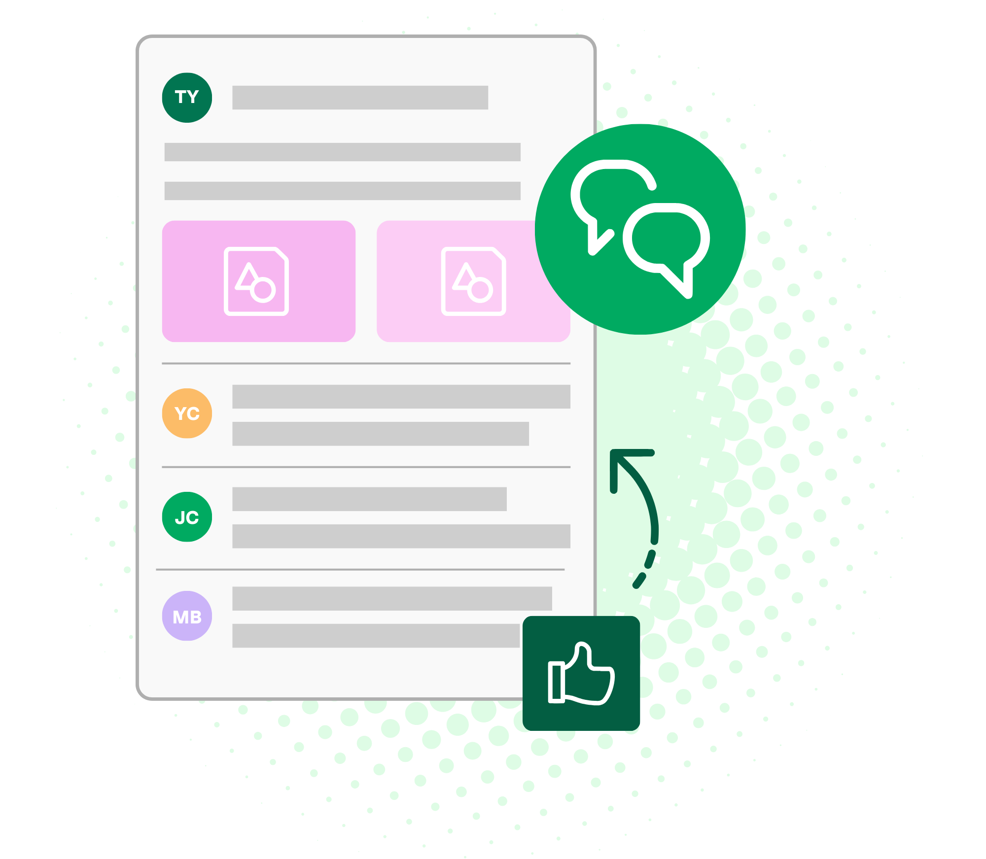 Illustration of comments and replies to a message in Axonify