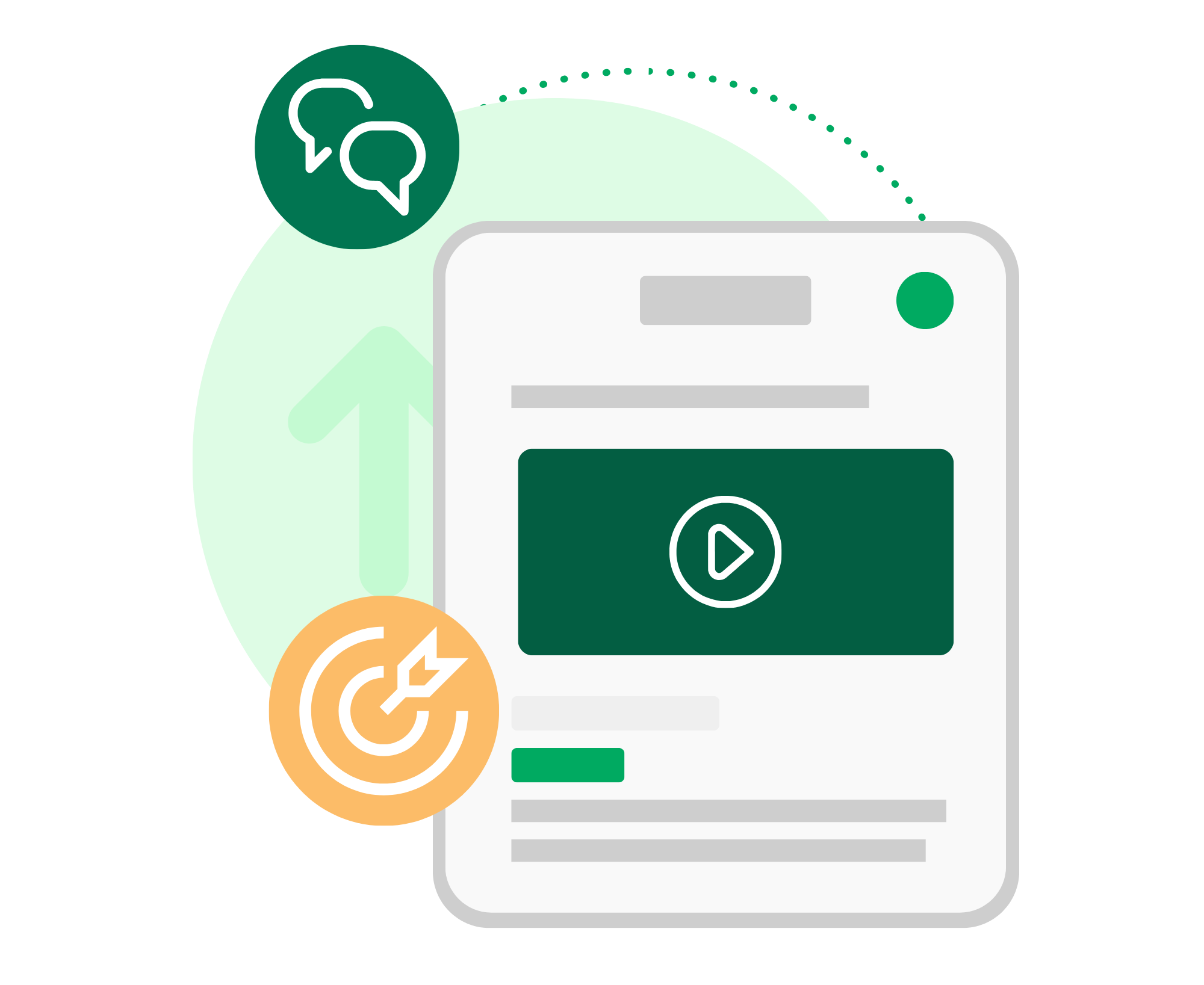 Illustration of a broadcast message with a video embedded in Axonify