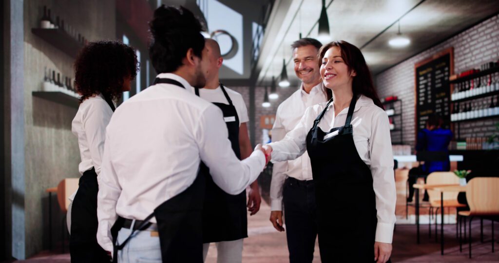 Coffee Shop New Employee Handshake