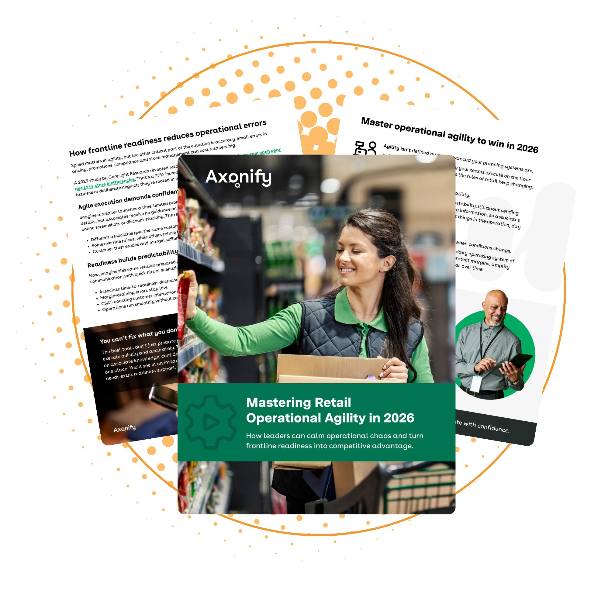 Cover of the white paper showing a retail associate stacking shelves and smiling