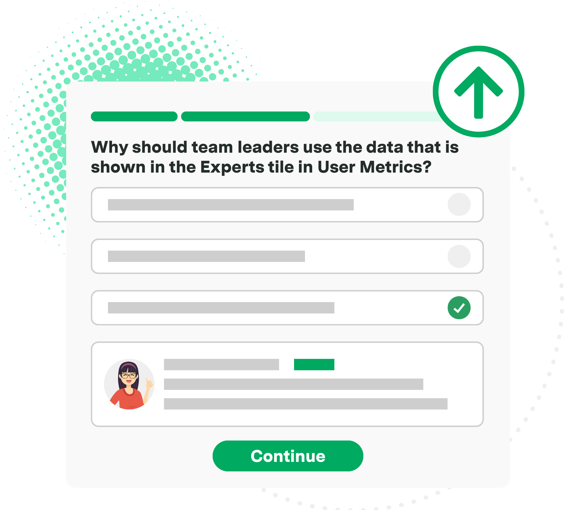 Illustration of a reinforcement question in Axonify