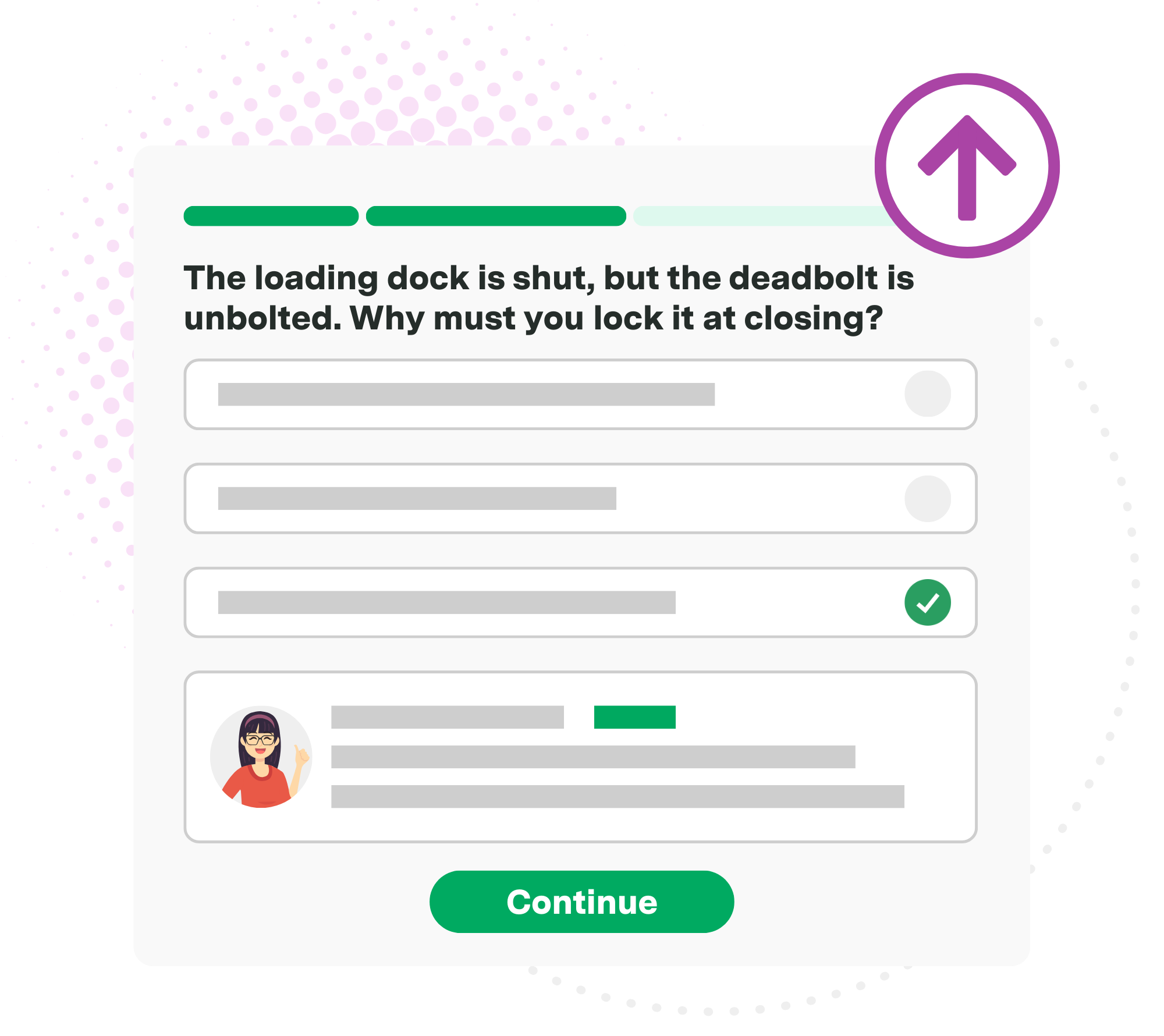 Illustration of a reinforcement question in Axonify