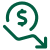 Icon showing a down arrow and currency sign