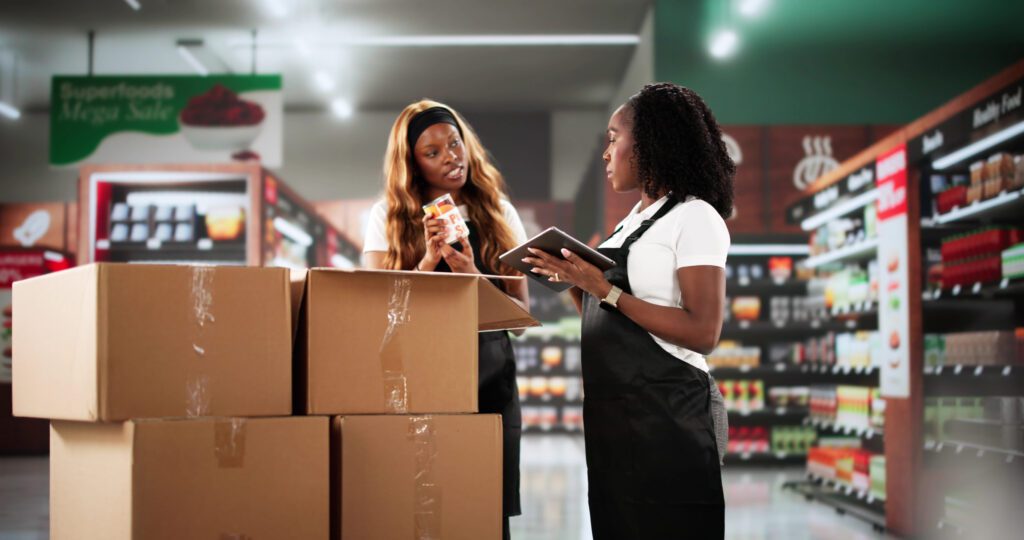 Joyful African American Woman Controls Inventory