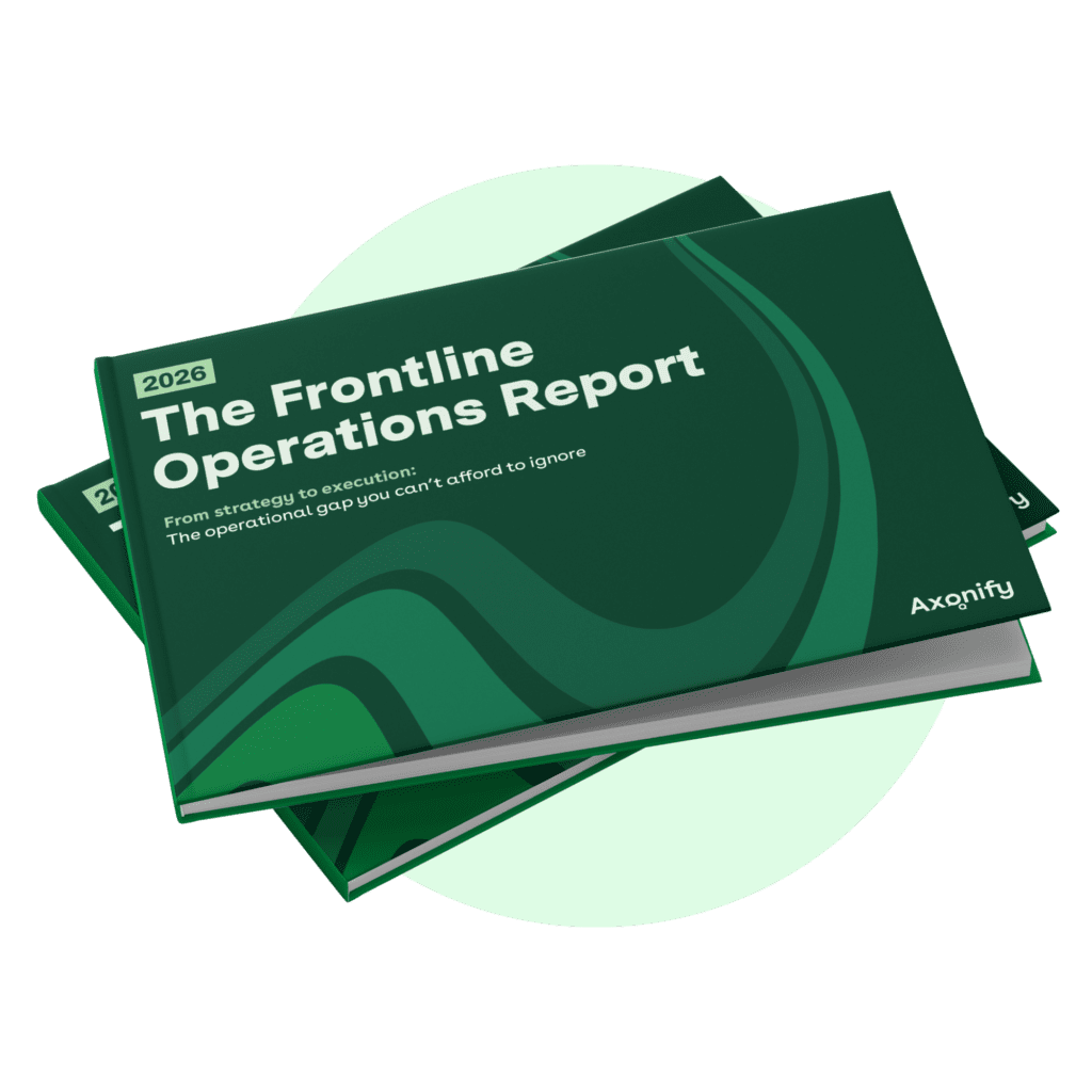 Cover of "The Frontline Operations Report 2026: From strategy to execution: The operational gap you can't afford to ignore," brought to you by Axonify.
