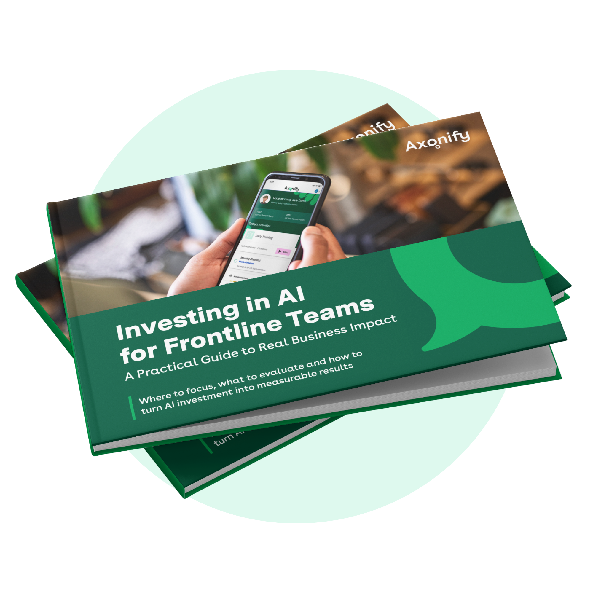 Axonify guide cover: 'Investing in AI for Frontline Teams — A Practical Guide to Real Business Impact
