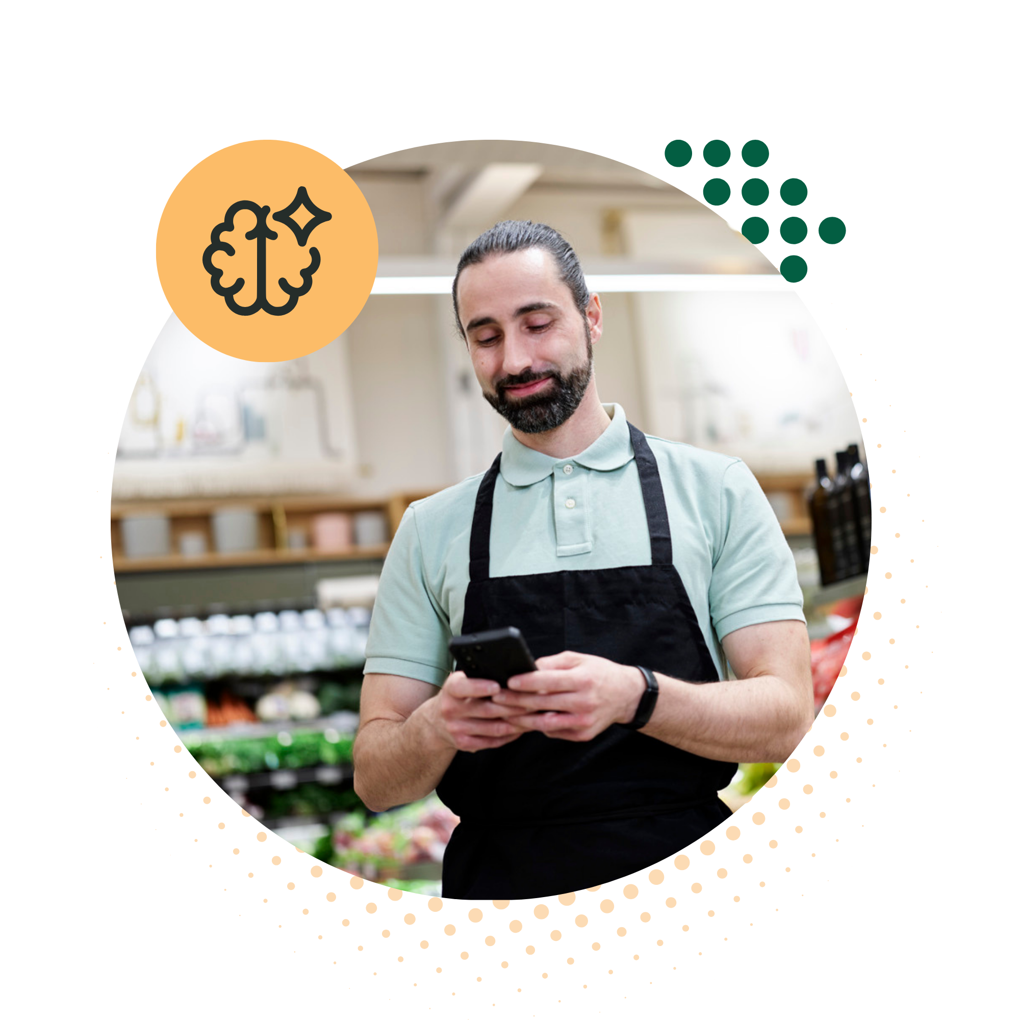 Frontline grocery associate using mobile learning in the flow of work