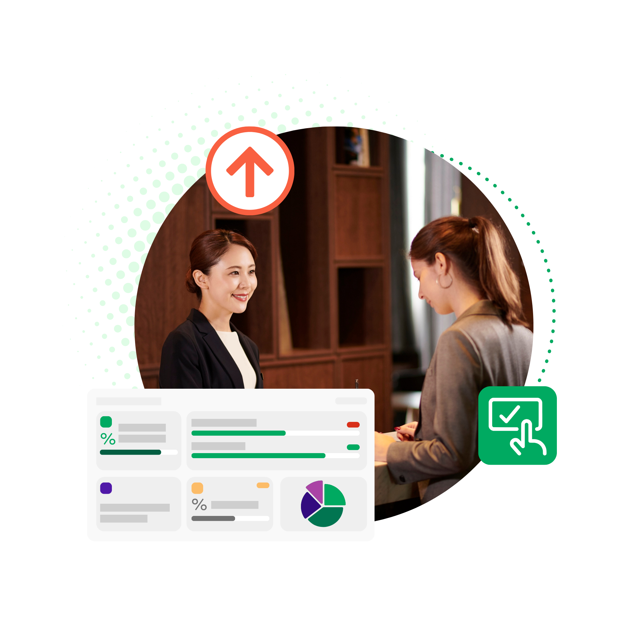 Hospitality front‑desk service backed by performance insights
